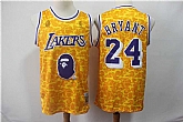 Lakers Bape 24 Kobe Bryant Yellow Hardwood Classics Jersey